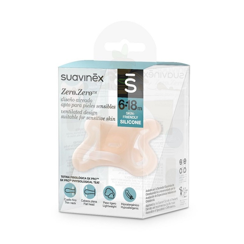 Suavinex Zero Zero chupete fisiológico de silicona 6-18 meses