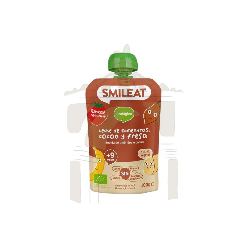 Smileat pouch leche de almendras, cacao y fresa