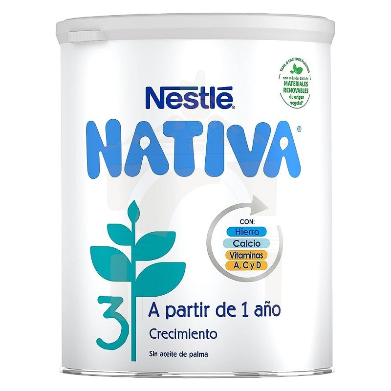 Comprar 3 leche infantil de crecimiento desde 12 meses sin aceite de palma  lata 800 g · NESTLE NATIVA · Supermercado Supermercado Hipercor