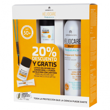 Heliocare 360 Pack Pediatrics Transparent Spray SPF 50+ y Pediatrics Stick SPF 50+