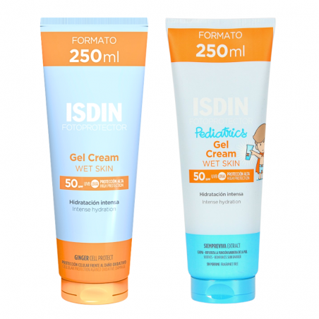 ISDIN pack solar gel crema spf50 + gel crema pediatrics 250ml