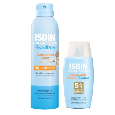 ISDIN pack solar pediatrics wet skin spray 250ml + fusion water pediatrics 50ml