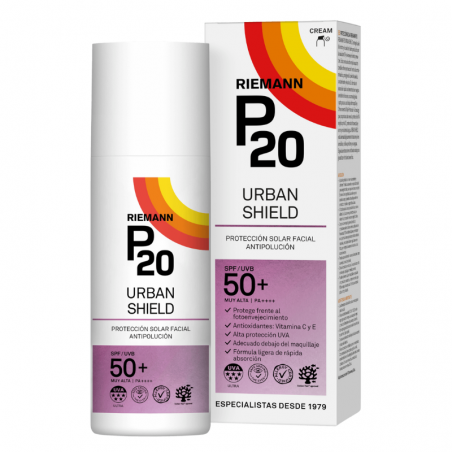 P20 protección solar facial urban shield SPF 50+ 50ml