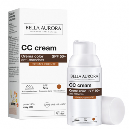 Bella aurora cc cream crema color antimanchas spf 50 extracubriente 30 ml