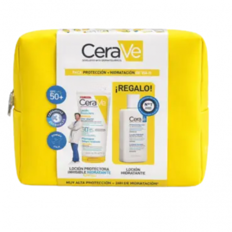 Cerave pack travel kit loción protectora hidratante invisible SPF50 75ml + loción hidratante 88ml