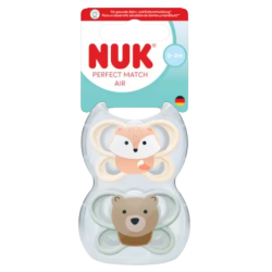 Nuk chupete silicona perfect match air 0 - 2 meses 2 unidades zorro/oso